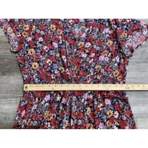 Knox Rose Red Blue Floral Tiered Peasant Boho Long Short Sleeve Maxi Dress XXL - Picture 6 of 13